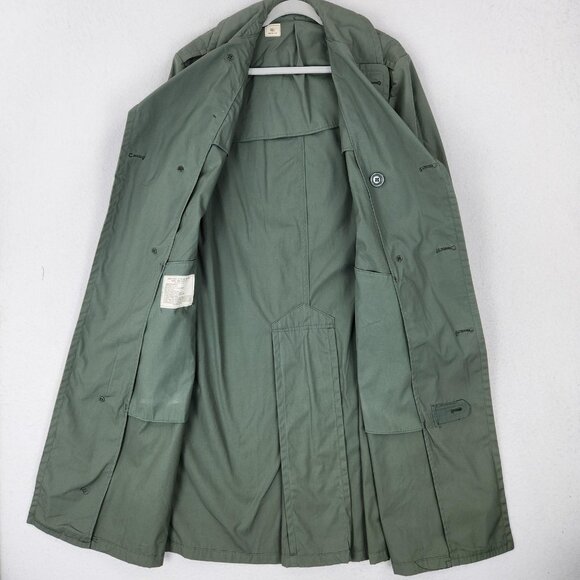Vintage US Army Raincoat Mens 40S Green Quarpel Trench Coat Belted USGI 70s - Picture 11 of 16